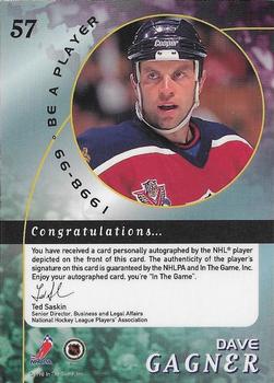 1998-99 Be a Player - Autographs #57 Dave Gagner Back