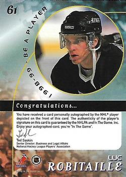 1998-99 Be a Player - Autographs #61 Luc Robitaille Back