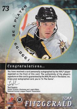 1998-99 Be a Player - Autographs #73 Tom Fitzgerald Back