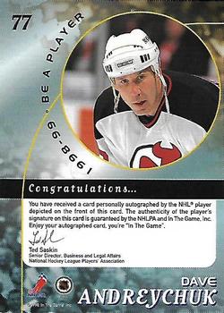 1998-99 Be a Player - Autographs #77 Dave Andreychuk Back