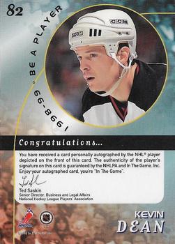 1998-99 Be a Player - Autographs #82 Kevin Dean Back