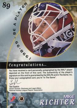 1998-99 Be a Player - Autographs #89 Mike Richter Back