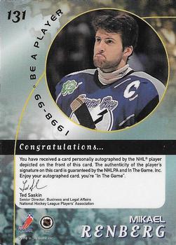 1998-99 Be a Player - Autographs #131 Mikael Renberg Back