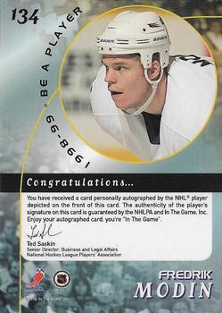 1998-99 Be a Player - Autographs #134 Fredrik Modin Back