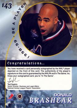 1998-99 Be a Player - Autographs #143 Donald Brashear Back