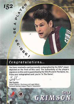 1998-99 Be a Player - Autographs #152 Stu Grimson Back