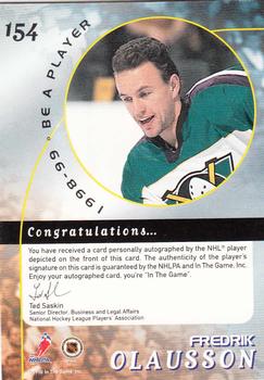 1998-99 Be a Player - Autographs #154 Fredrik Olausson Back