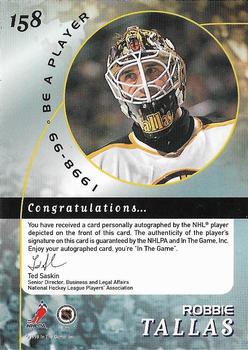 1998-99 Be a Player - Autographs #158 Robbie Tallas Back