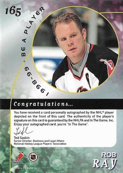 1998-99 Be a Player - Autographs #165 Rob Ray Back