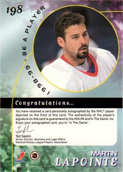 1998-99 Be a Player - Autographs #198 Martin Lapointe Back