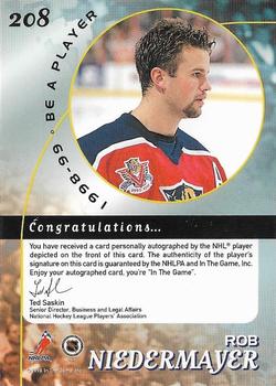 1998-99 Be a Player - Autographs #208 Rob Niedermayer Back