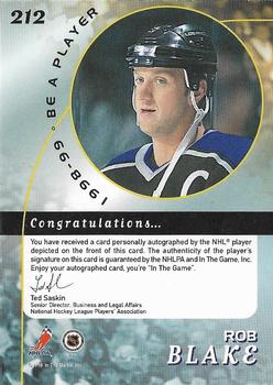 1998-99 Be a Player - Autographs #212 Rob Blake Back