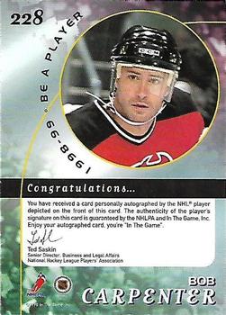 1998-99 Be a Player - Autographs #228 Bob Carpenter Back