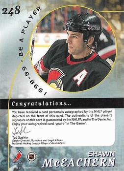 1998-99 Be a Player - Autographs #248 Shawn McEachern Back