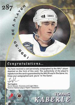 1998-99 Be a Player - Autographs #287 Tomas Kaberle Back
