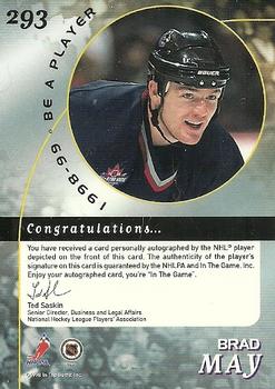 1998-99 Be a Player - Autographs #293 Brad May Back