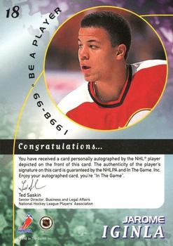 1998-99 Be a Player - Autographs Gold #18 Jarome Iginla Back