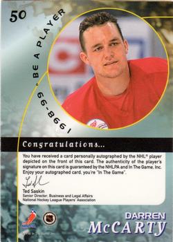 1998-99 Be a Player - Autographs Gold #50 Darren McCarty Back
