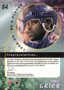 1998-99 Be a Player - Autographs Gold #54 Mike Grier Back