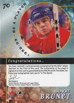 1998-99 Be a Player - Autographs Gold #70 Benoit Brunet Back