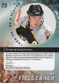 1998-99 Be a Player - Autographs Gold #73 Tom Fitzgerald Back