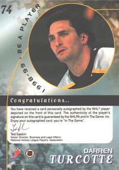 1998-99 Be a Player - Autographs Gold #74 Darren Turcotte Back