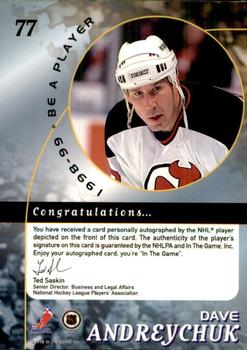 1998-99 Be a Player - Autographs Gold #77 Dave Andreychuk Back