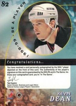 1998-99 Be a Player - Autographs Gold #82 Kevin Dean Back