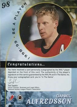 1998-99 Be a Player - Autographs Gold #98 Daniel Alfredsson Back