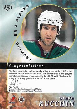 1998-99 Be a Player - Autographs Gold #151 Steve Rucchin Back