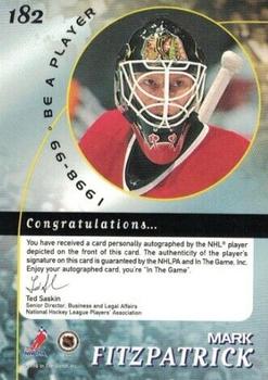 1998-99 Be a Player - Autographs Gold #182 Mark Fitzpatrick Back