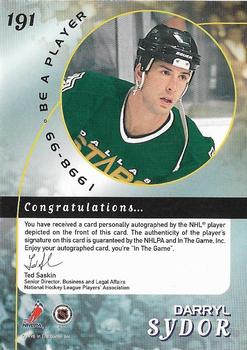 1998-99 Be a Player - Autographs Gold #191 Darryl Sydor Back