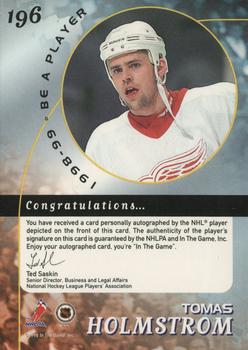 1998-99 Be a Player - Autographs Gold #196 Tomas Holmstrom Back