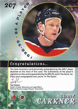 1998-99 Be a Player - Autographs Gold #207 Terry Carkner Back