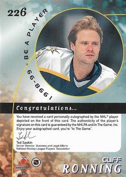 1998-99 Be a Player - Autographs Gold #226 Cliff Ronning Back