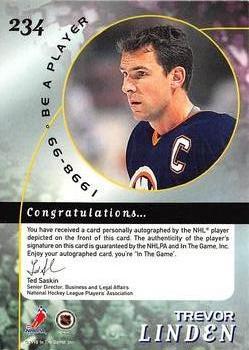 1998-99 Be a Player - Autographs Gold #234 Trevor Linden Back