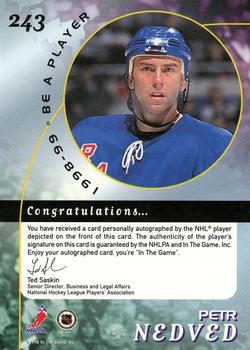 1998-99 Be a Player - Autographs Gold #243 Petr Nedved Back
