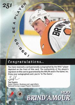 1998-99 Be a Player - Autographs Gold #251 Rod Brind'Amour Back