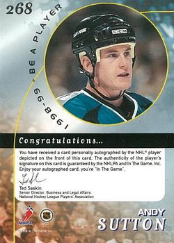 1998-99 Be a Player - Autographs Gold #268 Andy Sutton Back
