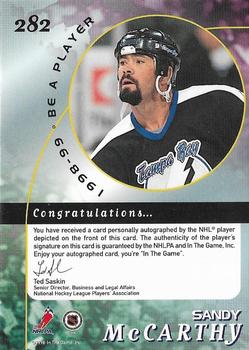 1998-99 Be a Player - Autographs Gold #282 Sandy McCarthy Back
