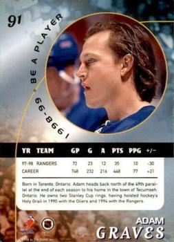 1998-99 Be a Player - Gold #91 Adam Graves Back