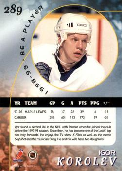1998-99 Be a Player - Gold #289 Igor Korolev Back