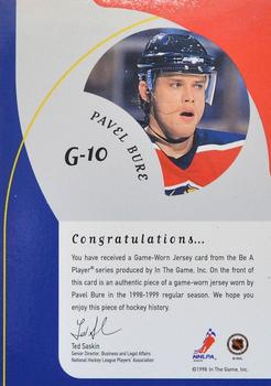 1998-99 Be a Player - Playoff Game Used Jerseys #G-10 Pavel Bure Back