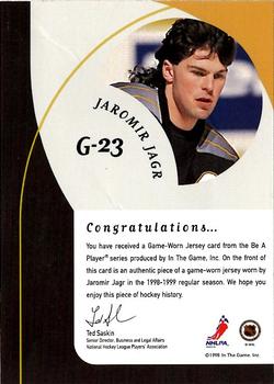 1998-99 Be a Player - Playoff Game Used Jerseys #G-23 Jaromir Jagr Back