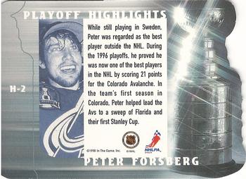 1998-99 Be a Player - Playoff Highlights #H-2 Peter Forsberg Back