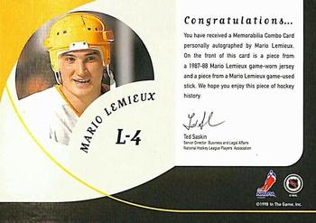 1998-99 Be a Player - Playoff Legend Mario Lemieux #L4 Mario Lemieux Back