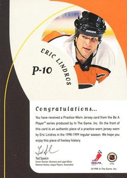 1998-99 Be a Player - Playoff Practice Used Jerseys #P-10 Eric Lindros Back