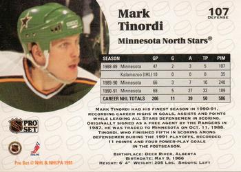 1991-92 Pro Set #107 Mark Tinordi Back
