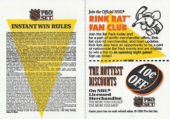 1991-92 Pro Set #NNO Rink Rat Fan Club/The Hottest Discounts Series 2 (Win Opening Night Tickets) Front