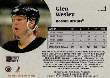 1991-92 Pro Set #1 Glen Wesley Back
